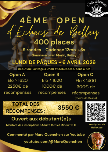 Open d'Echecs de Belley 2026 - Recto